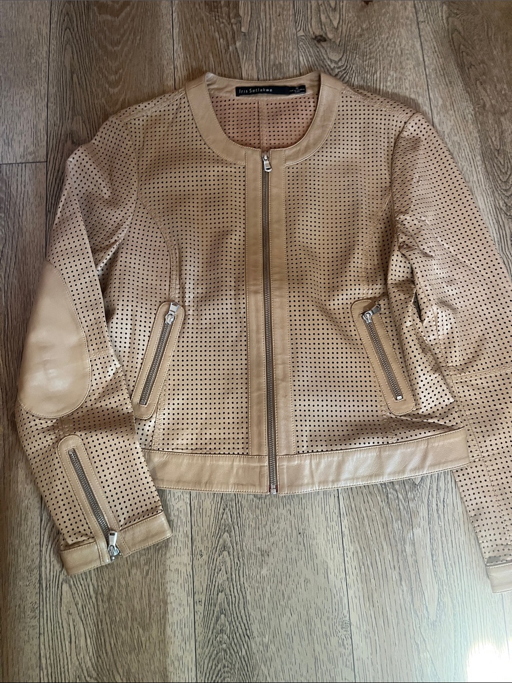 Irish Setter Perforated Tan Leather Zip Jacket